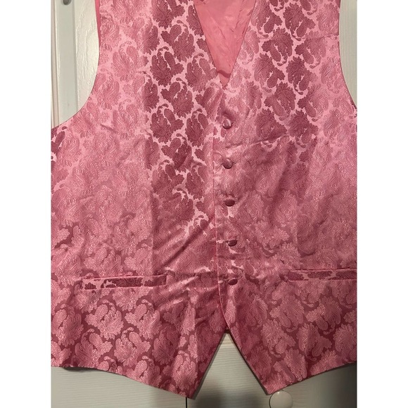 Y&G Men’s Fashion Pink Paisley Tuxedo Suit Vest Formal Waistcoat Wedding Large - Picture 4 of 10